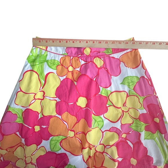 Lilly Pulitzer Floral Skirt Bright Pink Orange Yellow‎ Garden Party Cotton - Picture 5 of 9